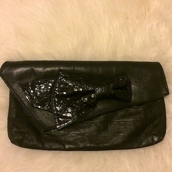 Black leather clutch bag Studio 26 by Martha NY - Picture 2 of 9